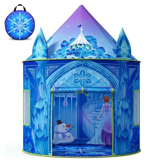 Hamdol Princess Play Tent, Frozen Toy for Girls, Ice Castle Kids Tent Indoor and Outdoor, Large Imaginative Playhouse 51" X 40" with Carrying Bag for 2 3 4 5 6 7 8 9 Years Old Girls Gift