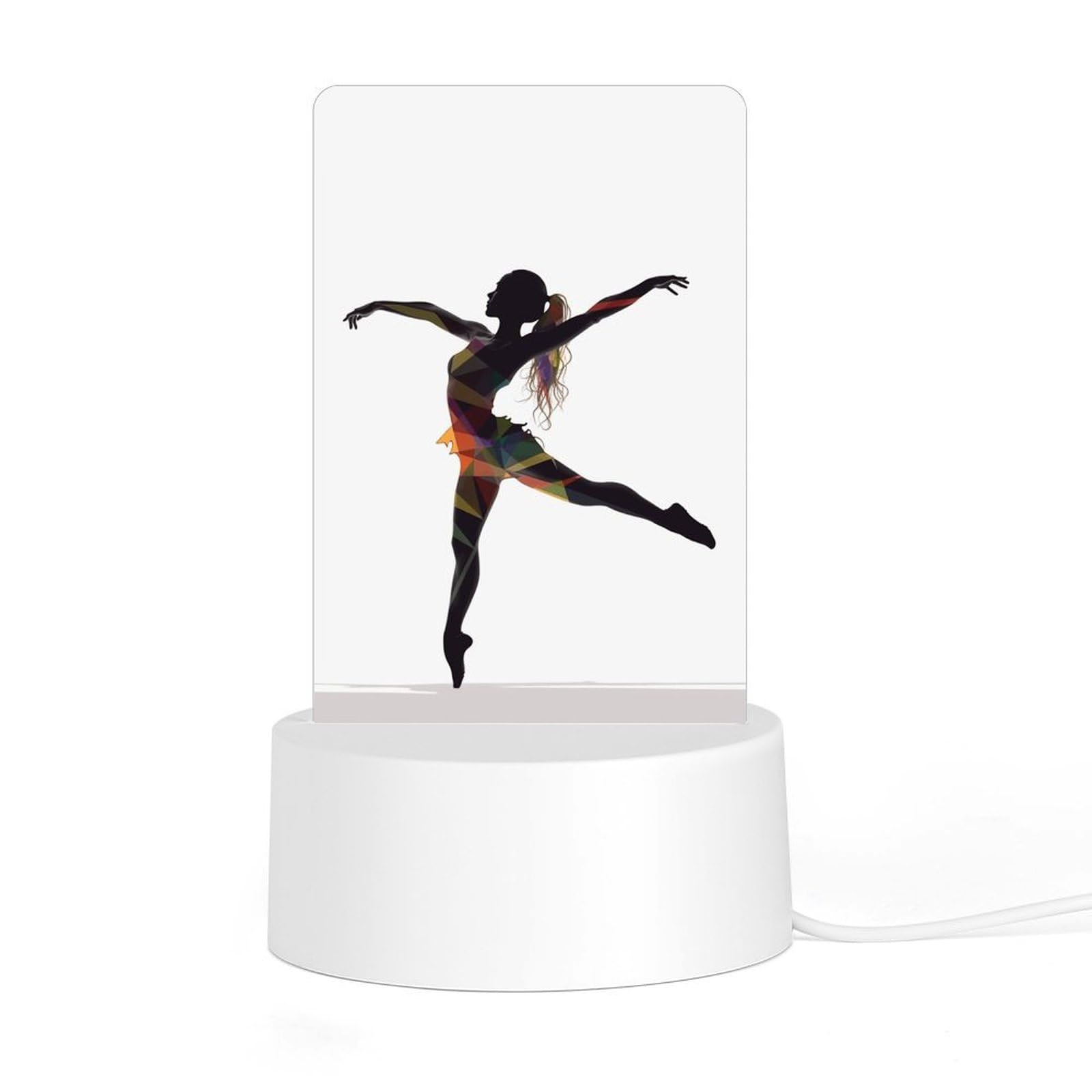 JTREHY Acrylic Night Light with Base, A Dancer Printed Desktop Night Light LED Bedside Night Light for Bedroom, Bathroom, Corridor, Holiday Gift
