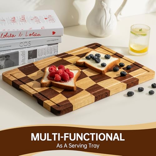 Tabla de cortar rectangular de madera con ranura y mango miniatura 2