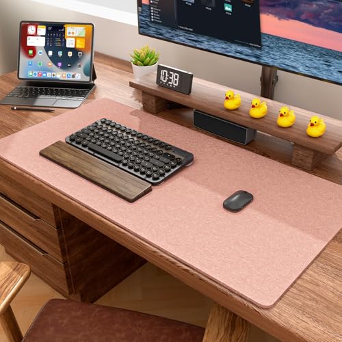 Image of Auhoahsil Felt Desk Mat, Minimalist Large Mouse Pad XXL 35.5 x 15.7 in, Desk Matt for Desktop, Keyboard, Laptop, Computer, Office, Work from Home, Gaming, Light Pink