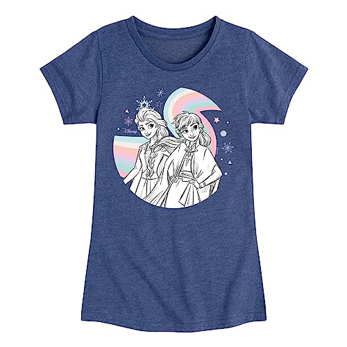 Disney Frozen 2 - Anna Elsa Rainbow - Toddler and Youth Girls Short Sleeve Graphic T-Shirt