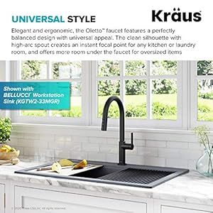 KRAUS Oletto Single Handle Pull Down Kitchen Faucet in Matte Black, KPF-2820MB KRAUS Oletto Single Handle Pull Down Kitchen Faucet in Matte Black KPF 2820MB