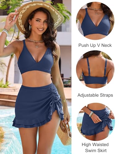 Image of Blooming Jelly Women's High Waisted Bikini Sets Tummy Control Bathing Suit Two Piece Swim Suit 2026 Retro Swimsuit