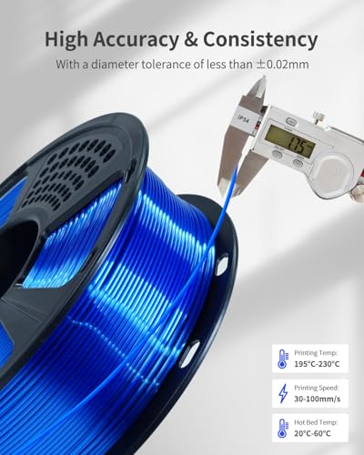 Image of Silk PLA Filament 1.75mm, Metallic Shiny Royal Blue 3D Printer Filament, 1kg Spool (2.2lbs), Dimensional Accuracy + /- 0.02 mm, Vacuum Packaging
