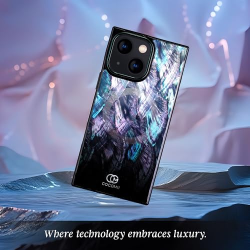 Image of COCOMII Rectangle for iPhone 14 /13 Case, Black Real Mother of Pearl