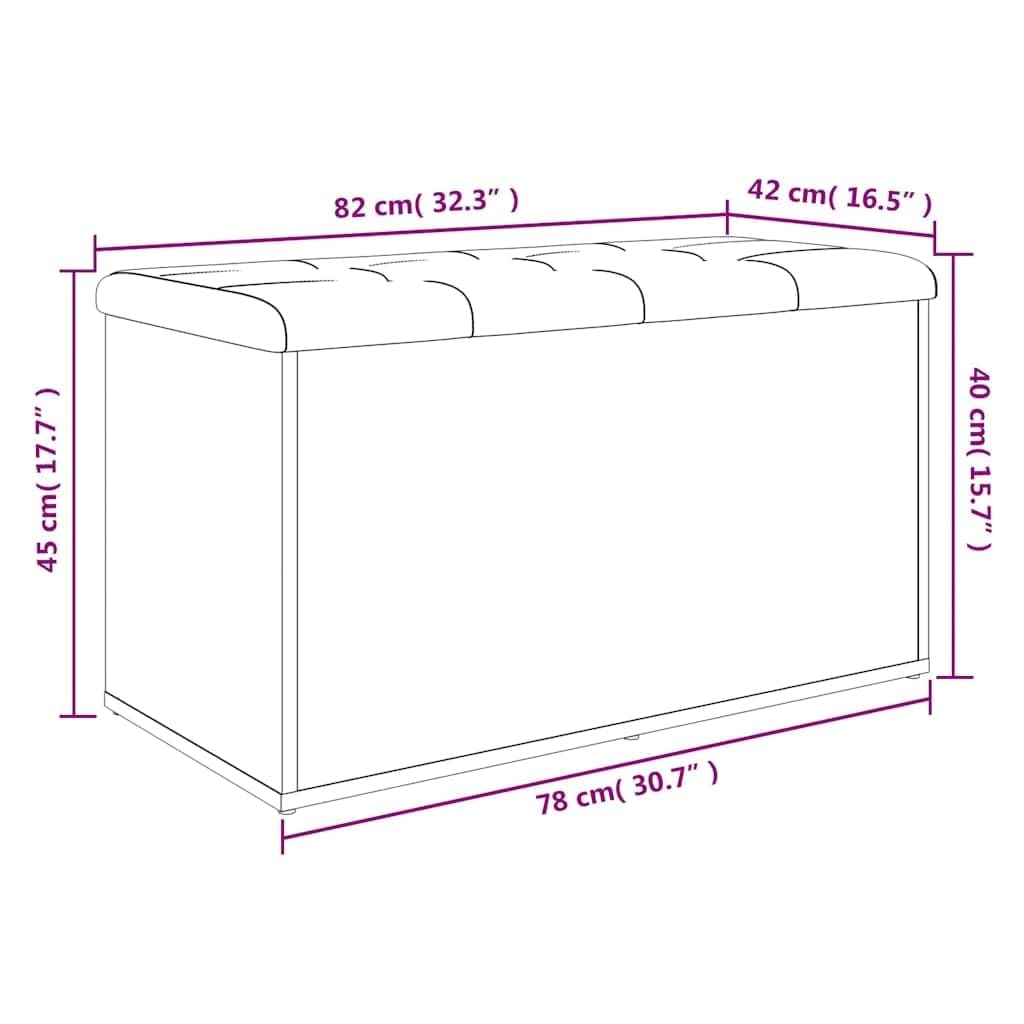 vidaXL Banco de almacenaje Roble Sonoma 82x42x45 cm Madera de ingeniería