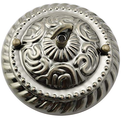 Image of ZYAMY Ceiling Light Plate Lamp Base with Opening Hook and Embossed Pattern Pendant Lighting Accessories with Matching Screw for Pendant Light or Chandelier, Ancient Bronze
