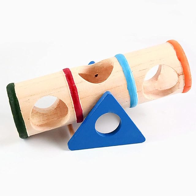 Foto 2 de 7 de ANCLLO Hamster - Túnel de madera para hacer ejercicio con forma de hámster con plataforma de juego…