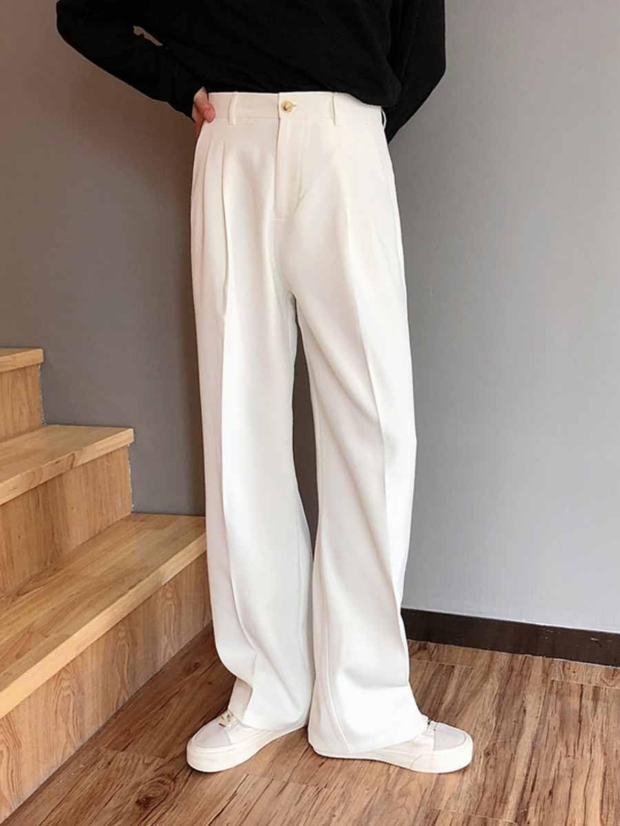 Men's Spring Drop Dress Pants Straight Black Wide Casual Trousers Pants for Men