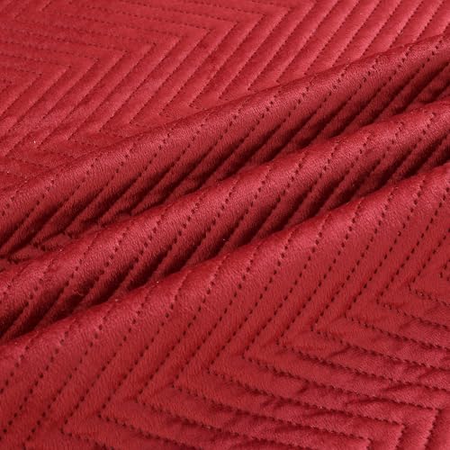 Image of Luxury Velvet Diwan Bedsheet with 5 Cushion Covers and 2 Bolster Covers - Designer Sofa DiwanCover Set for Living Room Set (1+2+5) (Maroon)