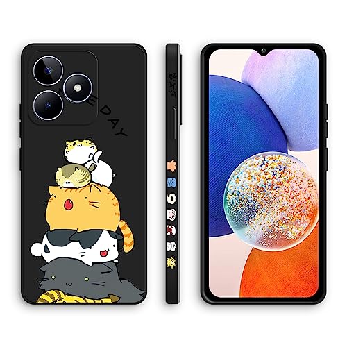 Cover per Realme C53 Custodia Morbido Antiurto Ultrasottile con Motivo Carino Design a Bordo Dritto - Kitten silicone nero
