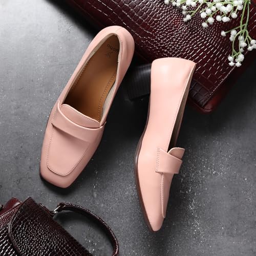 Image of YOHO Bliss Heel 001 Slip-on Loafers for Women | Comfortable & Stylish Block Heeled | Fashion Moccasins with Footpharma Footbed | Perfect for Casual, Formal Shoe