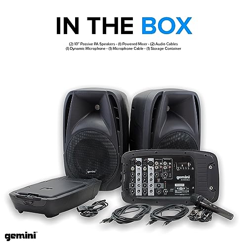 Image of Gemini Portable PA System, Dual 10 inch Speakers, 600 Watts (ES-210MXBLU)