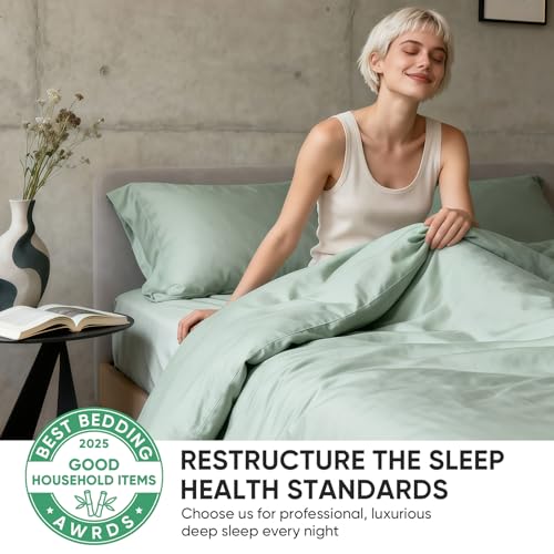 Image of TWK Real 100% Viscose Derived from Bamboo Sheets Set California King Size, Cooling & Silky Soft for Hot Sleeper, Breathable & Moisture Wicking Fabric, 18 inch Deep Pocket with Corner Straps