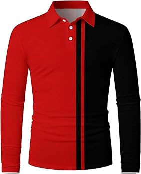 Mens Long Sleeve Polo Shirts Horizontal Striped T-Shirts Color