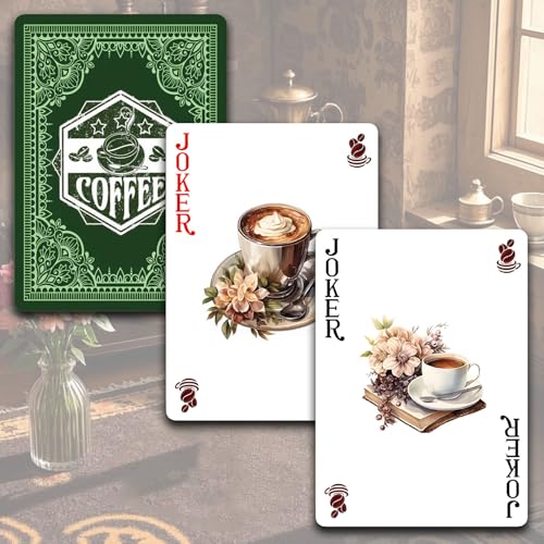 Baraja de Poker Retro Estilo Coffee Theme Verde miniatura 2