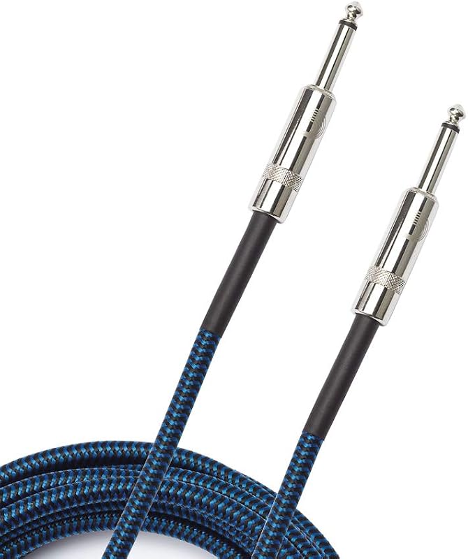 D'Addario Guitar Cable - Guitar Lead - Instrument Cable - Guitar Accessories - Braided Cable - 15 Feet/4.57 Meters - Blue - 1 Pack