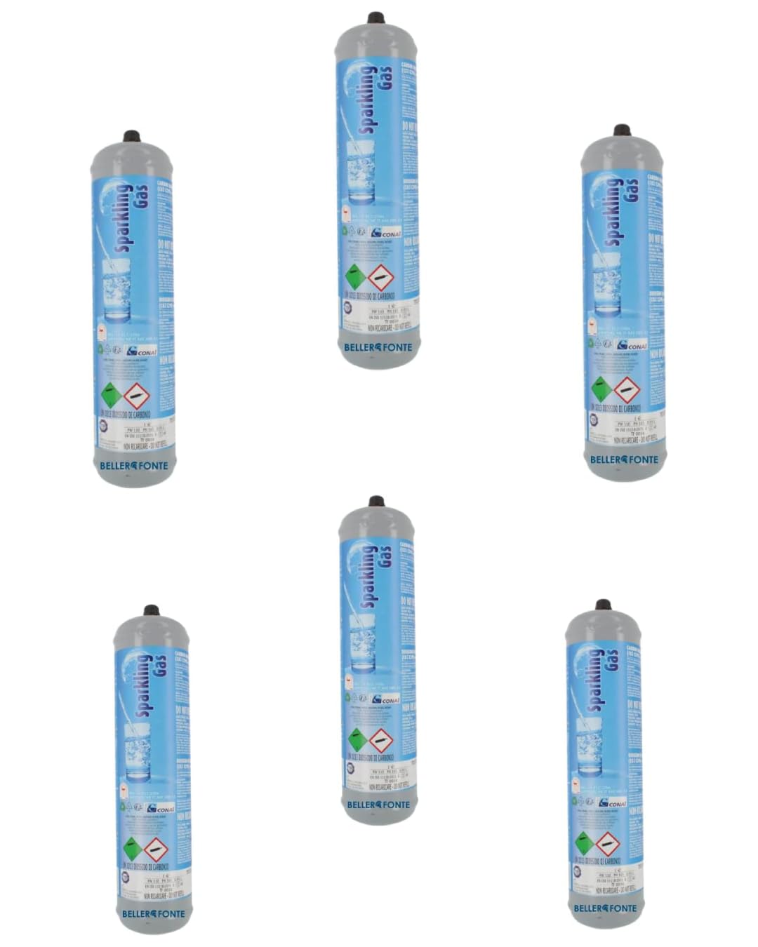 6 bombonas de CO2 de 600 g desechables con casquillo M11 x 1. Recipiente de acero, para gasificador. Dispensador CO2 alimentario E290 para gasear agua y bebidas en general o para espiar