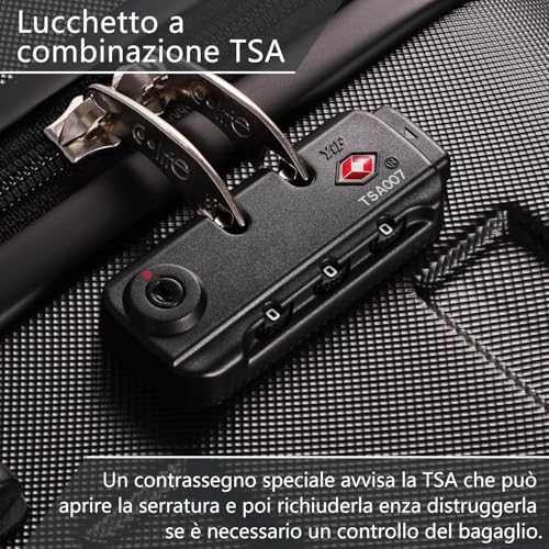 COOLIFE Valigie Valigia media rigida Valigia Trolley rigido ultraleggero e capiente,Chiusura a combinazione laterale con TSA, 4 ruote per facilitare il trasporto (Mela Verde, 67cm)