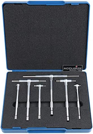 Accusize Industrial Tools Premium 5/16'' - 6", 6ps/Set Telescoping Gage Set, Satin Chrome Finished, 3602-5018