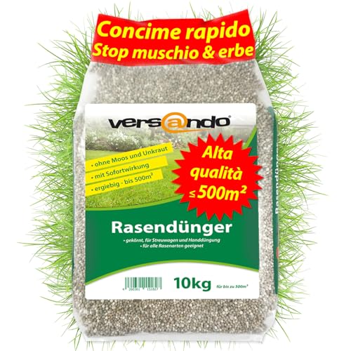 versando 10kg di concime per prato primavera fino a 500m²: contrasta muschio e erbacce per un prato sano e di un verde intenso concime primavera ad effetto immediato – qualità premium