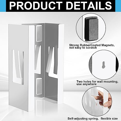 Image of Lounsweer 2 Pcs Magnetic Gloves Dispenser Holders Wall Mount Boxes of Gloves Commercial Quality Towels Wipes Paper Tissue Box Holder Kitchen Fridge Office Workshops Garage Tool Hospital (White)