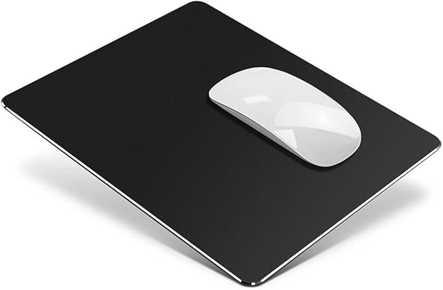 VAYDEER sztywna podkładka pod mysz Mac design gładka i ultra cienka, metalowa aluminiowa podkładka pod mysz, szybka i precyzyjna kontrola do gier, biurka (mała, czarna, 23x18 cm)