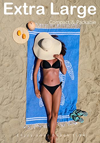 2 Pack Turkish Beach Towel Quick Dry Absorbent 1Oo% Cotton Lightweight Thin Bathroom Bath Pool Swim Towels Extra Large Oversized Sand Free Towel Beach Accessories Essentials Stuff Cloud Adults Gift #TOP5