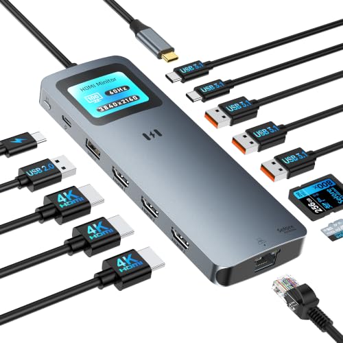 Image of Selore Laptop Docking Station 3 Monitors USB C Docking Station 3 HDMI