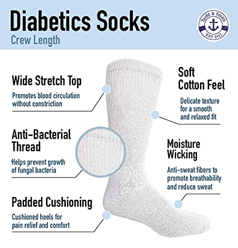 12 Pairs of Yacht & Smith Men's Value Pack of Ring Spun Cotton Crew Diabetic, Nephropathy Socks2