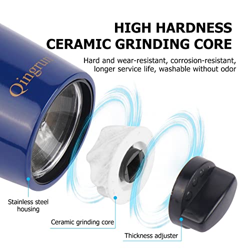 Qingrun Electric Salt Or Pepper Grinder Is Provided With Button Control For Pepper Grinder,Battery-Powered Pepper Mill,One-Hand Operation And White Light.adjustable Roughness Pepper Grinder.blue #TOP6