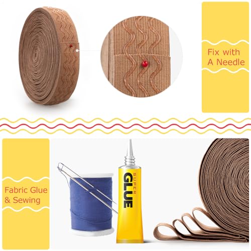SmiLife 1.1 Inches Non-Slip Gripper Elastic for Sewing, Silicone Gripper Elastic Band, 12 Yards, Brown