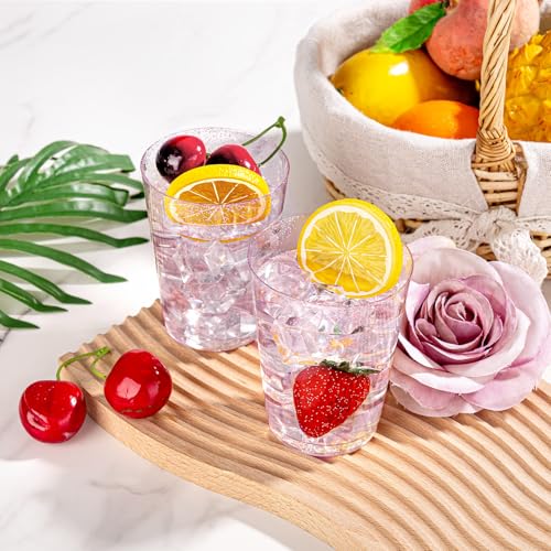Image of DaYammi 100 Pack 10oz Pink Plastic Cups, Premium Disposable Rose Gold Glitter Plastic Cups for Martini and Cocktail,Disposable Cup with Pink Glitter Perfect for Party Wedding Bridal Shower