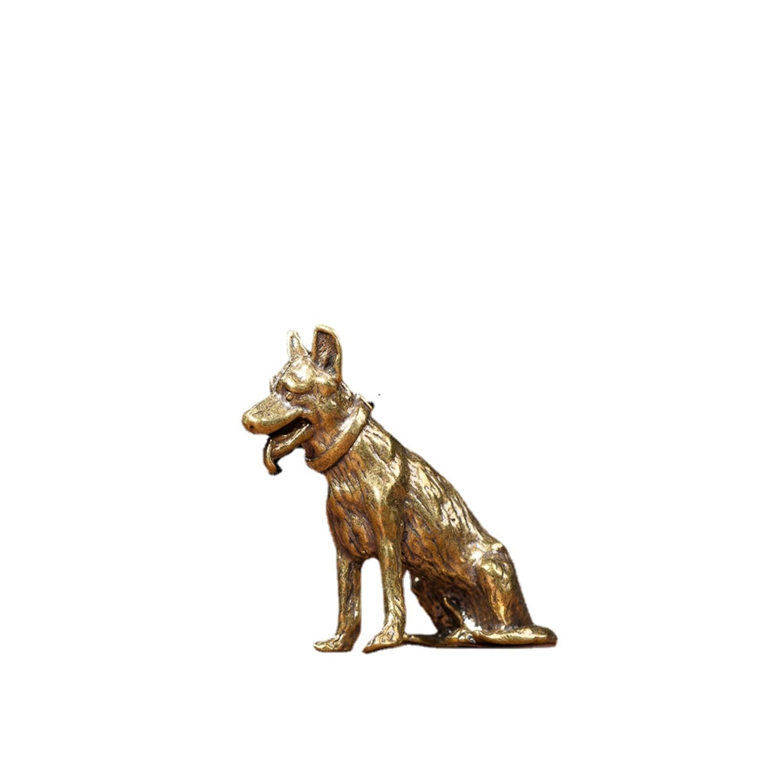 NGDFGR Black Handmade Creative Copper Animal Dog Figurine, Brass Simulated Hound Model Statue Sculpture Office Home Study Desk Garden Bonsai Decoration,Army Hound