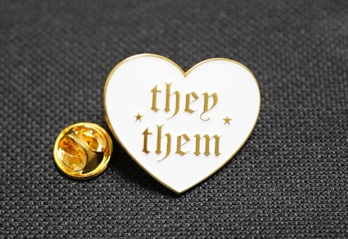 Image of They Them Pronoun Brooch Button Non-Binary Badge Enamel Lapel Pin - NB Pride Genderqueer Gender Identity Pin