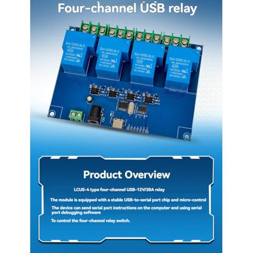 Module de Relais USB 4CH 12V 30A : résoud la gestion de forte charge par PC - 6