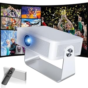 Mini Beamer mit WiFi 6 und Bluetooth 5.4, tragbarer Projektor 4K/1080P Unterstützung, Video Beamer mit Fernbedienung, Smart Projektor kompatibel mit Smartphone/TV Stick/HDMI/USB/Laptop