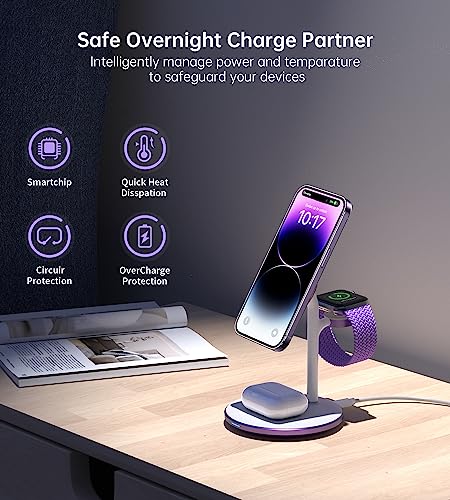 Image of XooFly 3 in 1 Magnetic Wireless Charging Station for Apple Devices,15W