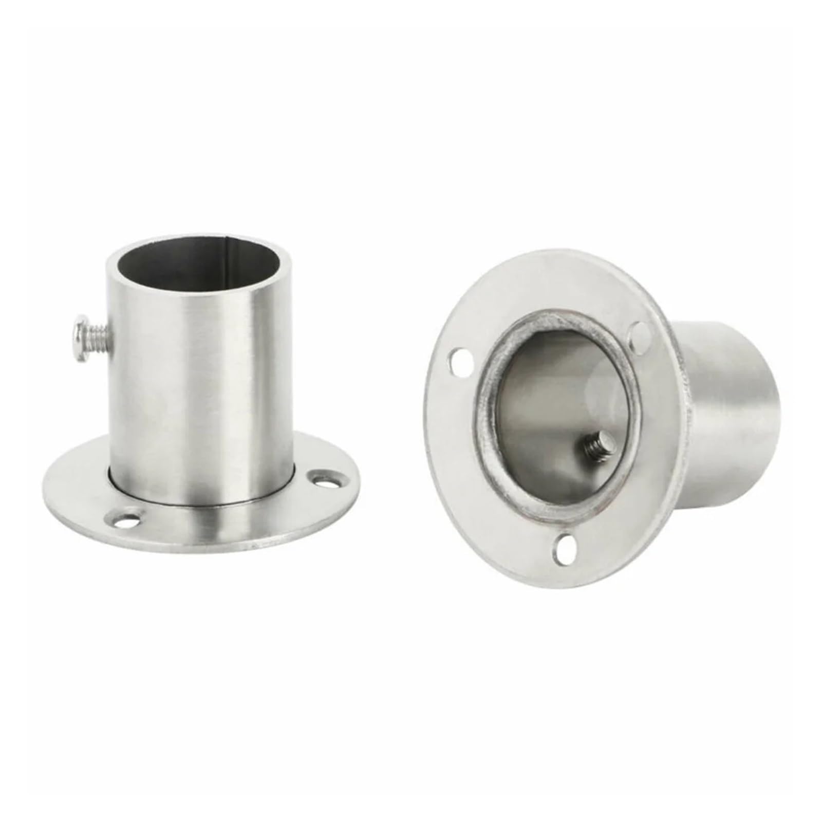 Ugzpwqlnx Onecolor Stainless Steel Pole Socket Flange Rod, Silver Stainless Steel Wardrobe Pole Sockets Rod Support Bracket 19.5-26Mm 2 Pcs(22.5Mm)