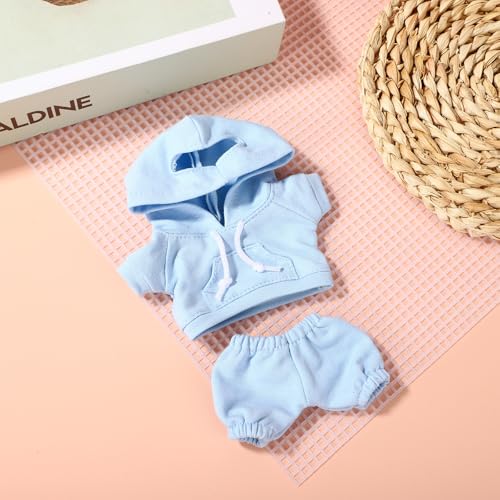 Image of 6.7 Inch Doll Clothes Set, Fun Fashion Doll Hoodies & Pants Cute Practical Costume Accessories for Figure Dressing (Blue)