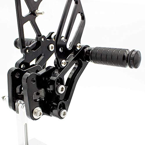 Cnc Gsxr600 06-10 Motorcycle Rearset Foot Pegs Rear Set Footrests Fully Adjustable Foot Boards Compatible With Gs-X-R Gsxr 600 750 Gsxr600 Gsxr750 Gsx-R600 Gsx-R750 2006-2010 Black #TOP3