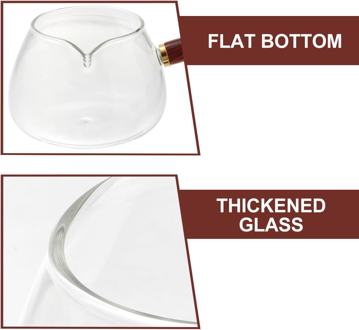 Glass Teapot with Handle, Clear Chinese Kung Fu Tea Pitcher Pour Spout Serving Decanter Cup Creamer Pitcher for Coffee Tea Milk Syrup Sauce