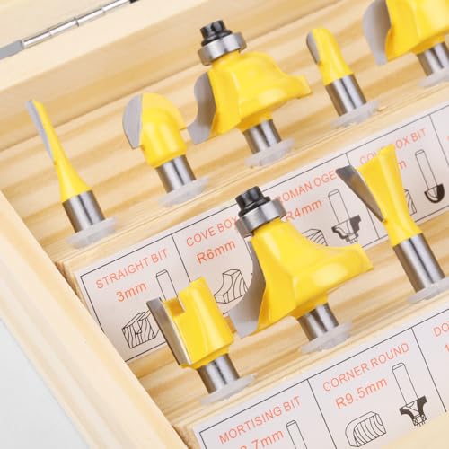 JGZUI 15-Piece Carbide Router Bit Set