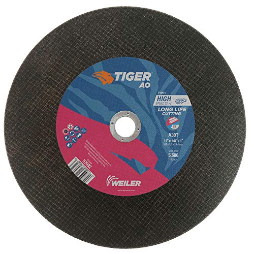 Weiler 57032 14-Inch Cutting Wheel, Tiger AO Steel/Metal Long Life, Performance Cutting, 1/8