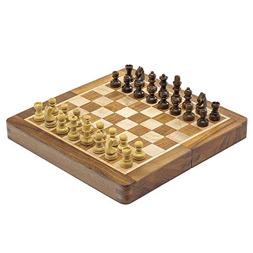 Deluxe Madera Dura Plegable Magnético Viaje 7.5 pulgadas juego de ajedrez