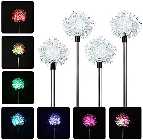 YIYAYIYAYO Multi-Color Solar Garden Lights Outdoor, 4-Pack Color Changing Decorative Stake Lights LED Solar Powered Flower Landscape Lighting for Yard Lawn Patio Walkway Backyard, Auto ON/Off