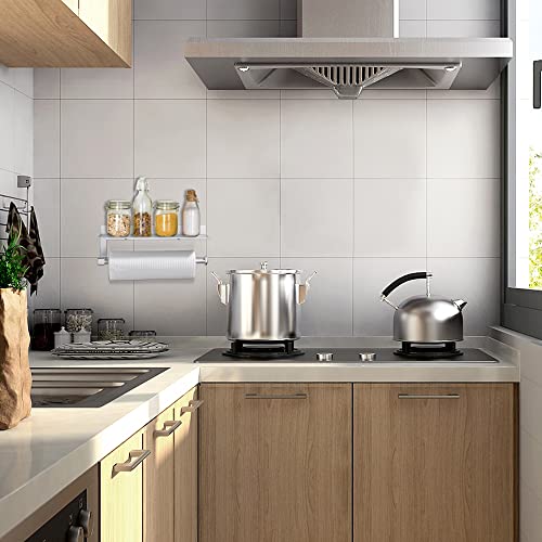 GRICOL Portarrollos Papel Cocina portarrollos Cocina Pared Sin Taladro Porta Rollos de Papel Cocina con Estante Soporte Papel Cocina Metal Plata - imagen 2