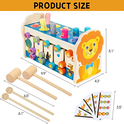 Wemmicks Wooden Montessori Toy For 2 3 4 Year Old Boys, Hammering Pounding Bench Toy With Xylophone, Animal Sorting Maze And Whack A Mole Game, Baby Early Sensory Developmenta Toy For Toddlers #TOP5