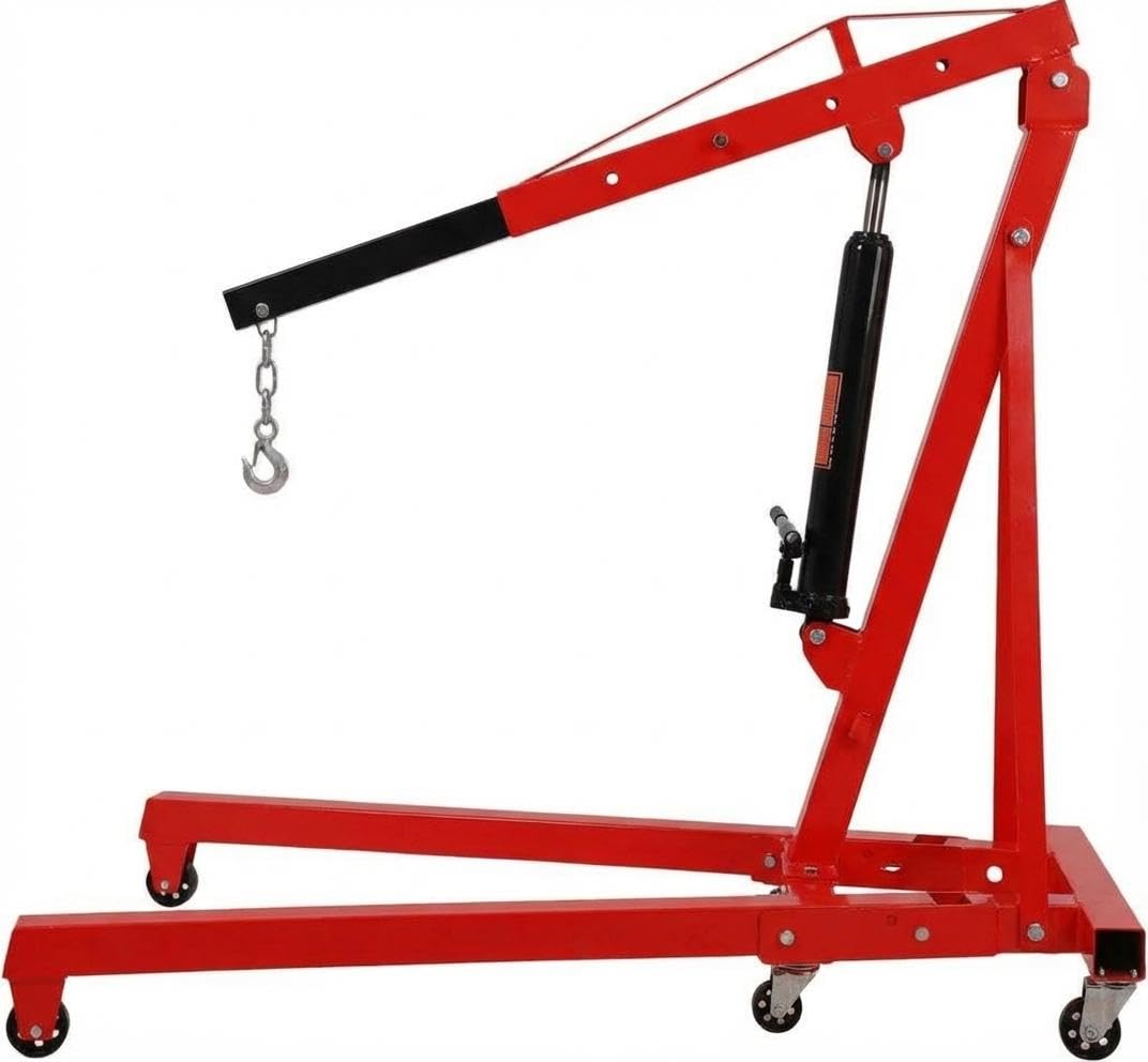 2 Ton Engine Hoist,4400Lb Capacity, Folding Hydraulic Crane with Lever, 6 Casters &amp; Adjustable Lifting Height,for Garage, Workshops, Auto Repair