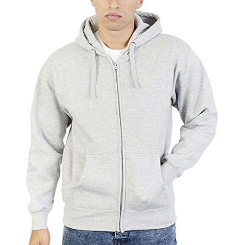 Click4Fashions Mens Plain Zip Up Hooded Top Lt Grey Cover
